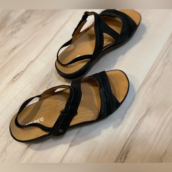 Revere~Rio~Onyx/BlackLizard~Leather~Adjustable Hook & Loop Strap~Sandal~Size 10 - Picture 4 of 14